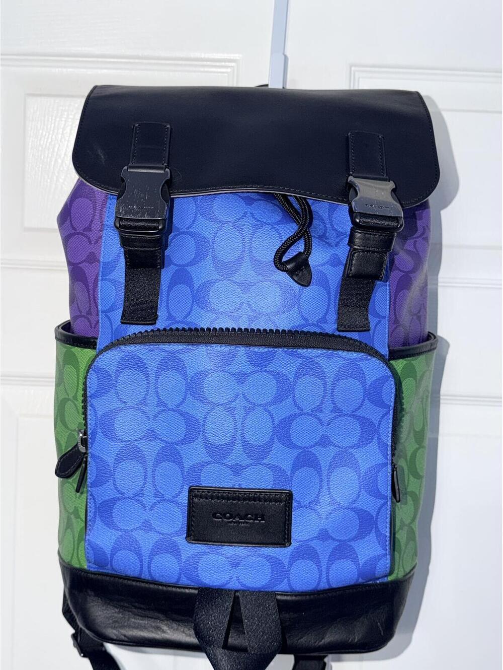 Coach Track Backpack In Blocked Signature Canvas